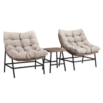 3-Piece Papasan Scoop Outdoor Patio Chat Set