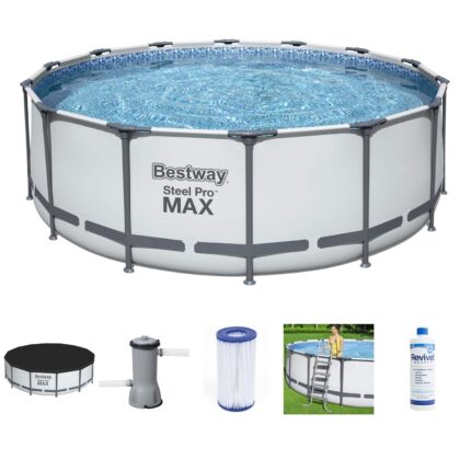 Bestway Steel Pro MAX 14 x 4 Foot Above Ground Round Swimming Pool Set