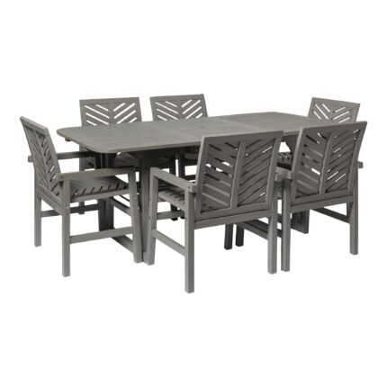 7-Piece Extendable Outdoor Patio Dining Set – Grey Wash